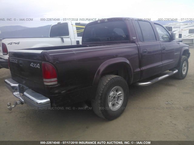 1B7GG2AN2YS754873 - 2000 DODGE DAKOTA QUAD MAROON photo 4