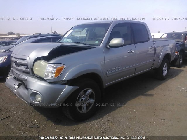 5TBET341X5S488811 - 2005 TOYOTA TUNDRA DOUBLE CAB SR5 SILVER photo 2