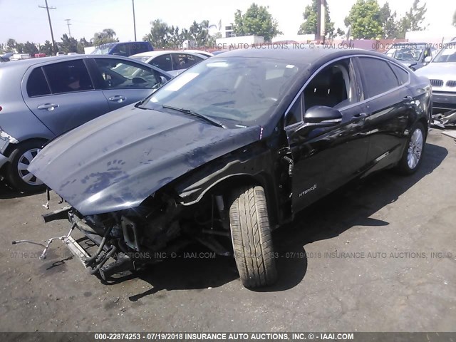 3FA6P0LU2ER164383 - 2014 FORD FUSION SE HYBRID BLACK photo 2