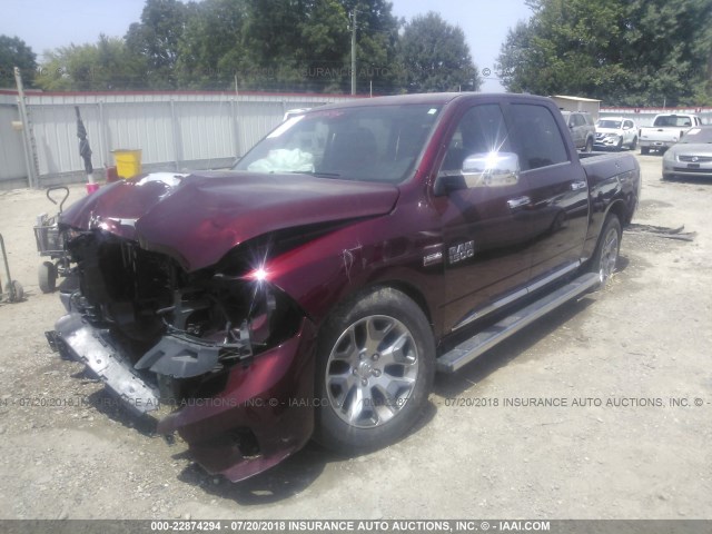 1C6RR6PT6HS864185 - 2017 RAM 1500 LONGHORN MAROON photo 2