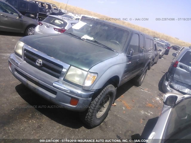 4TASN92N4XZ497451 - 1999 TOYOTA TACOMA XTRACAB PRERUNNER მწვანე ფოტო 2