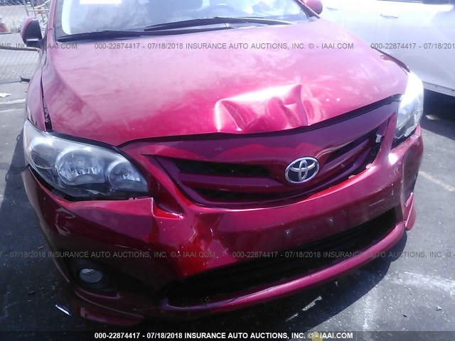 5YFBU4EE6DP093031 - 2013 TOYOTA COROLLA S/LE RED photo 6