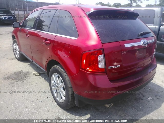 2FMDK3KC0CBA13334 - 2012 FORD EDGE LIMITED BURGUNDY photo 3