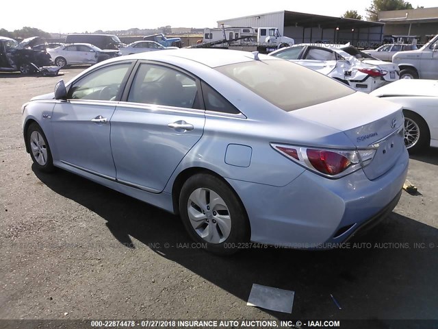 KMHEC4A41DA065151 - 2013 HYUNDAI SONATA HYBRID BLUE photo 3