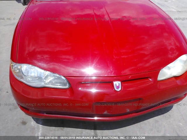 2G1WX12K649234013 - 2004 CHEVROLET MONTE CARLO SS RED photo 6