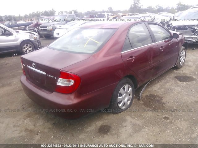 4T1BE32KX4U333049 - 2004 TOYOTA CAMRY LE/XLE/SE RED photo 4