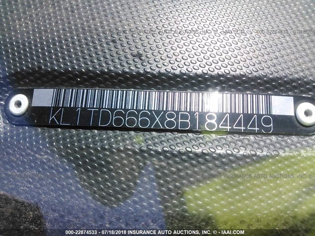 KL1TD666X8B184449 - 2008 CHEVROLET AVEO LS BLACK photo 9