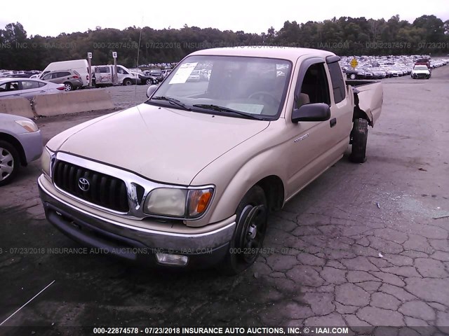 5TEVL52N72Z100487 - 2002 TOYOTA TACOMA XTRACAB GOLD photo 2