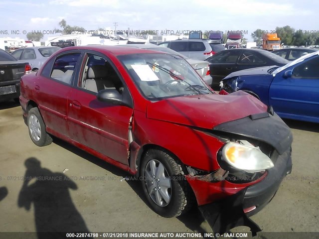 KNADC123326183087 - 2002 KIA RIO RED photo 1