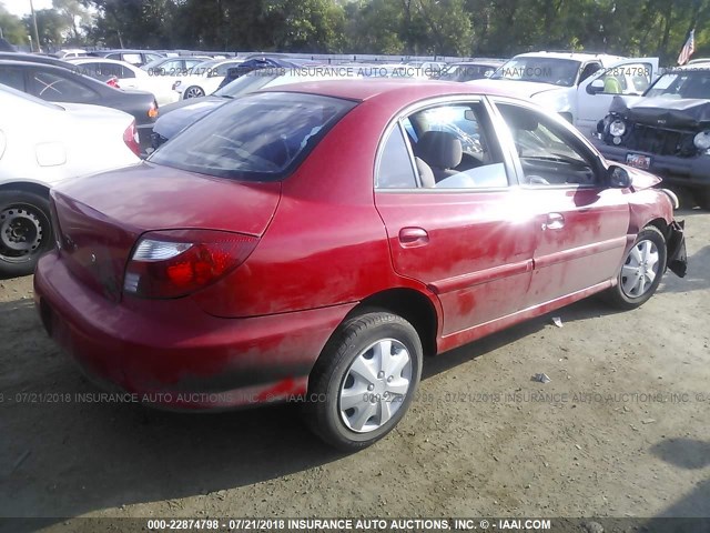 KNADC123326183087 - 2002 KIA RIO RED photo 4