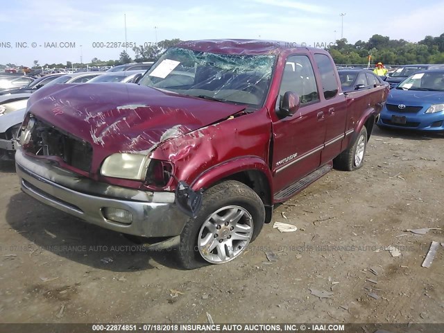 5TBBT4815YS028172 - 2000 TOYOTA TUNDRA ACCESS CAB LIMITED RED photo 2