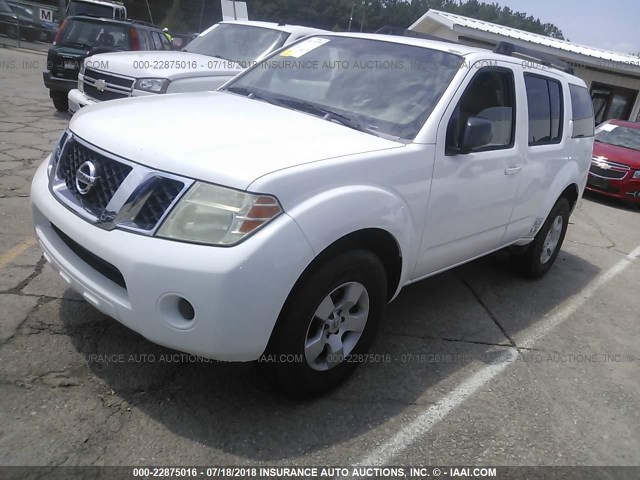 5N1AR18U88C614579 - 2008 NISSAN PATHFINDER S/LE/SE WHITE photo 2