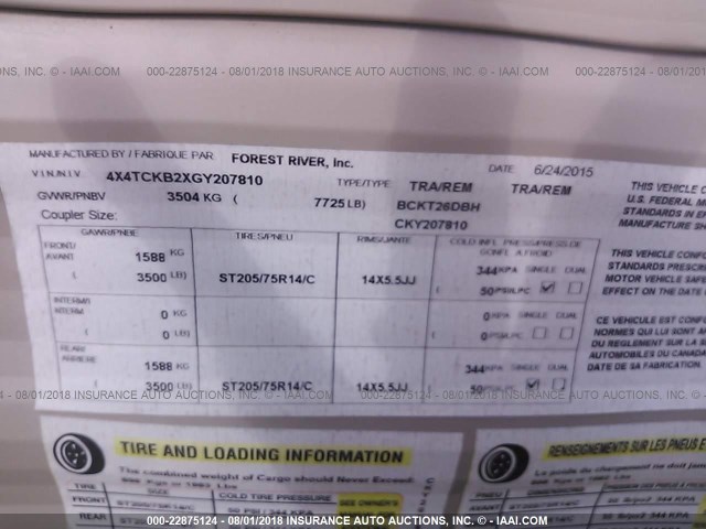 4X4TCKB2XGY207810 - 2016 FOREST RIVER OTHER  Qəhvəyi foto 9