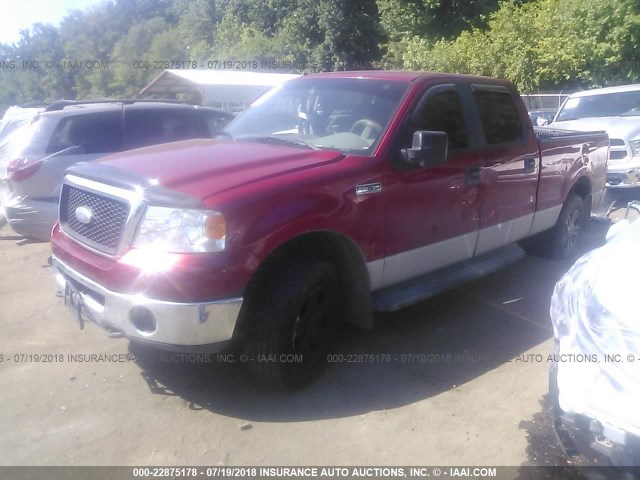 1FTPW14V17FA49403 - 2007 FORD F150 SUPERCREW RED photo 2