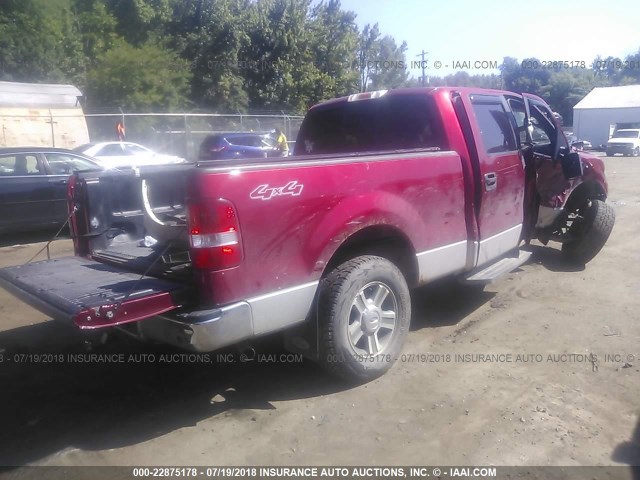 1FTPW14V17FA49403 - 2007 FORD F150 SUPERCREW RED photo 4