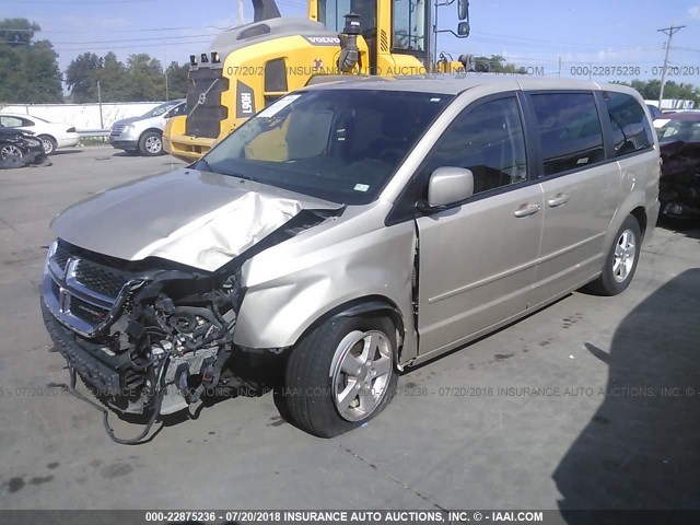 2C4RDGCG0DR520904 - 2013 DODGE GRAND CARAVAN SXT GOLD photo 2