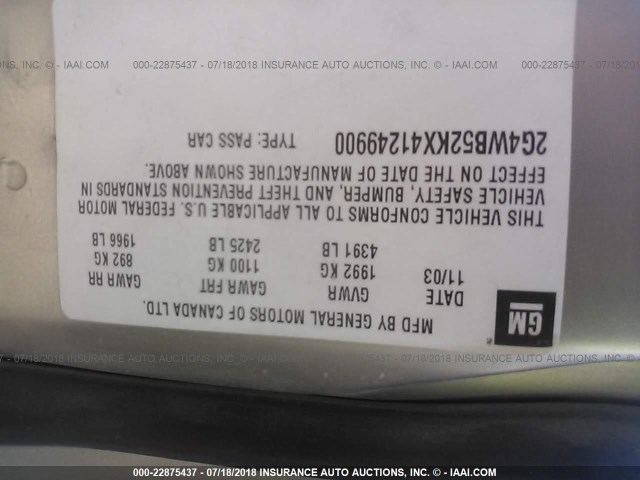 2G4WB52KX41249900 - 2004 BUICK REGAL LS Champagne photo 9