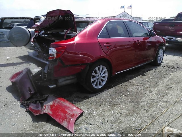 4T4BF1FK5CR206080 - 2012 TOYOTA CAMRY SE/LE/XLE RED photo 4