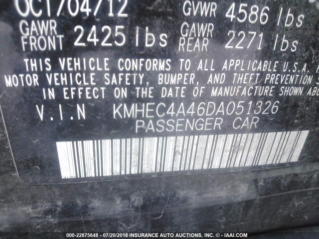 KMHEC4A46DA051326 - 2013 HYUNDAI SONATA HYBRID BLACK photo 9