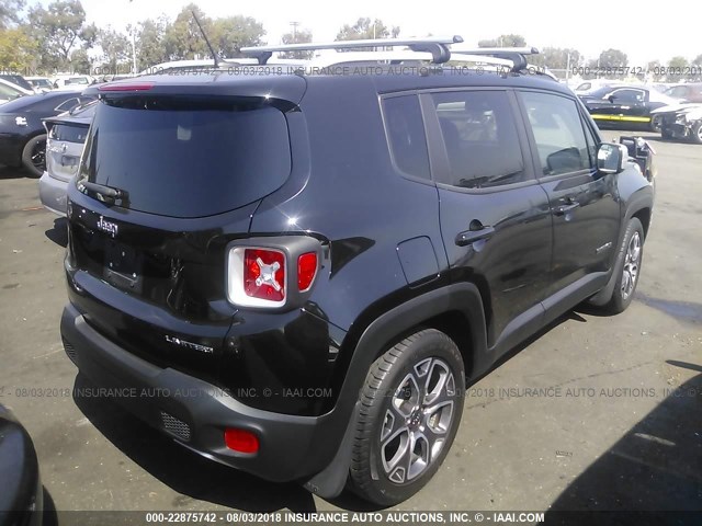 ZACCJADT7GPC77592 - 2016 JEEP RENEGADE LIMITED BLACK photo 4