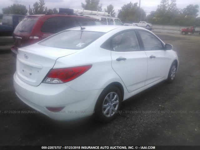 KMHCT4AE0CU047673 - 2012 HYUNDAI ACCENT GLS/GS WHITE photo 4