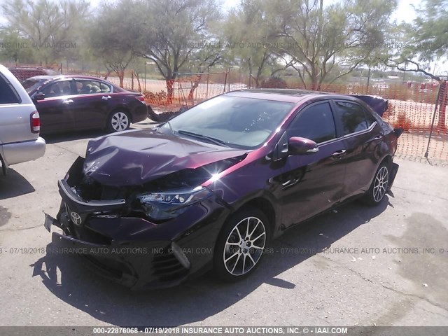 5YFBURHE7HP652343 - 2017 TOYOTA COROLLA L/LE/XLE/SE/XSE MAROON photo 2