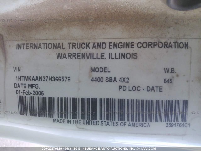 1HTMKAAN37H366576 - 2007 INTERNATIONAL 4000 4400 Unknown photo 10