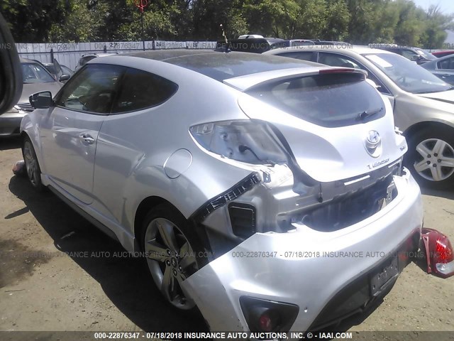 KMHTC6AEXFU230983 - 2015 HYUNDAI VELOSTER TURBO SILVER photo 3