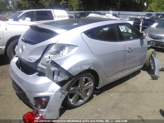 KMHTC6AEXFU230983 - 2015 HYUNDAI VELOSTER TURBO SILVER photo 4