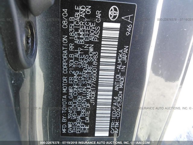 JTKDE177650018983 - 2005 TOYOTA SCION TC 灰色 照片 9