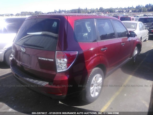 JF2SH61659H765776 - 2009 SUBARU FORESTER 2.5X RED photo 4