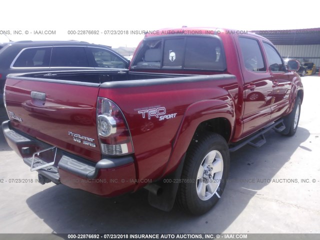 3TMJU4GN5AM109019 - 2010 TOYOTA TACOMA DOUBLE CAB PRERUNNER RED photo 4