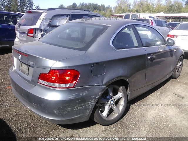 WBAUP9C58BVL89899 - 2011 BMW 128 I GRAY photo 4