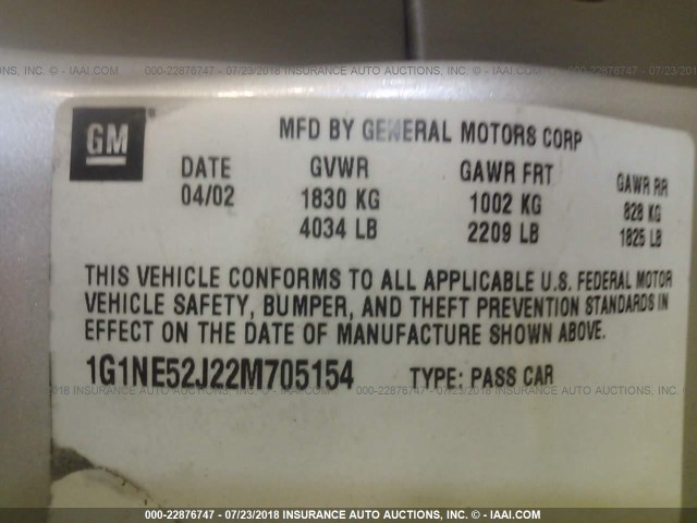 1G1NE52J22M705154 - 2002 CHEVROLET MALIBU LS ვერცხლისფერი ფოტო 9