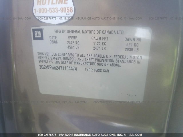 2G2WP552471104474 - 2007 PONTIAC GRAND PRIX Qızıl foto 9