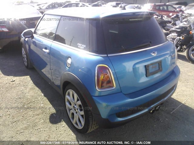 WMWMF73548TT92178 - 2008 MINI COOPER S BLUE photo 3