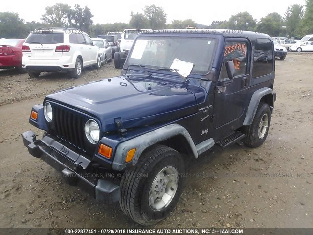 1J4FA49S0YP780193 - 2000 JEEP WRANGLER / TJ SPORT BLUE photo 2