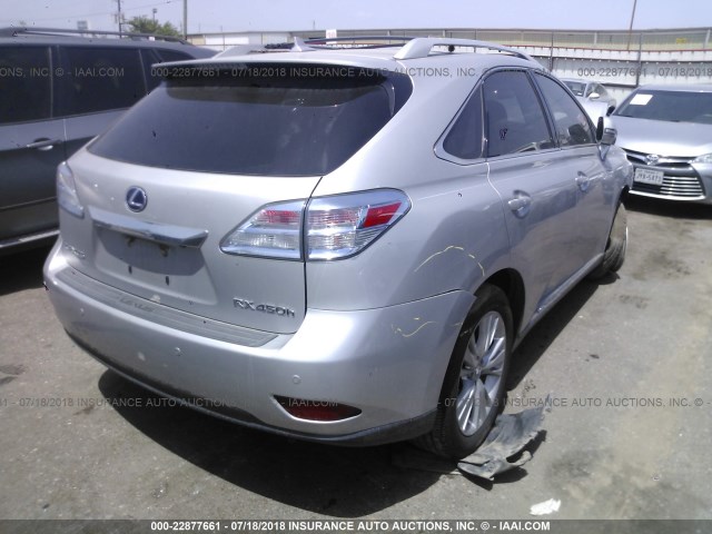 JTJZB1BA2A2402229 - 2010 LEXUS RX 450 SILVER photo 4