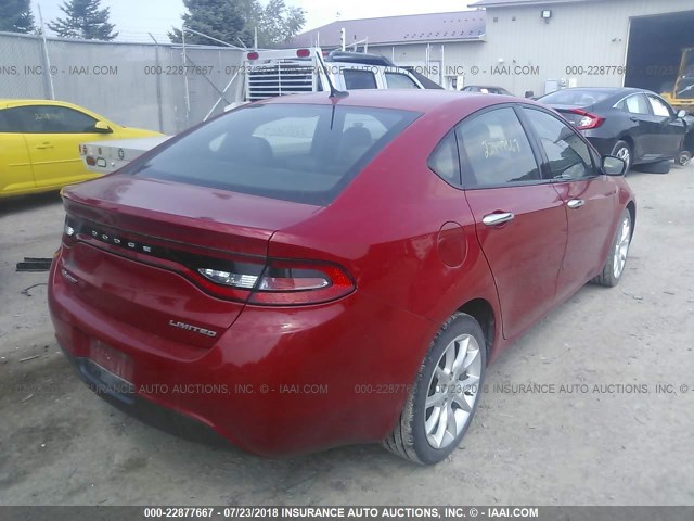 1C3CDFCA9DD105129 - 2013 DODGE DART LIMITED/R/T RED photo 4