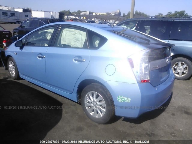 JTDKN3DP0E3052088 - 2014 TOYOTA PRIUS PLUG-IN  BLUE photo 3