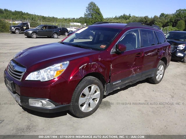 4S4BRBJC7C3270912 - 2012 SUBARU OUTBACK 2.5I LIMITED BURGUNDY photo 2