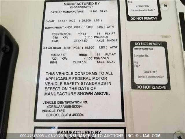 4DRBUAAN98B493394 - 2008 IC CORPORATION 3000 黄色 照片 9