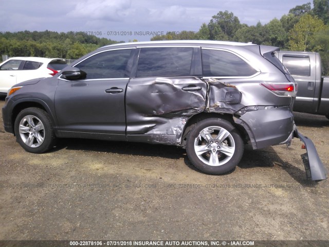 5TDYKRFH4ES008640 - 2014 TOYOTA HIGHLANDER LIMITED/LTD PLATINUM GRAY photo 6