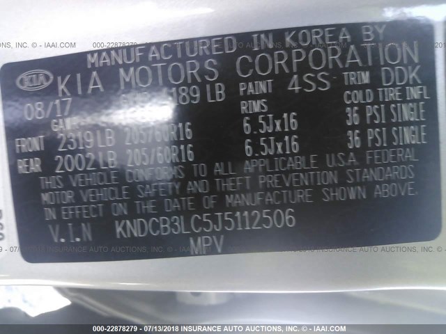 KNDCB3LC5J5112506 - 2018 KIA NIRO FE/LX SILVER photo 9