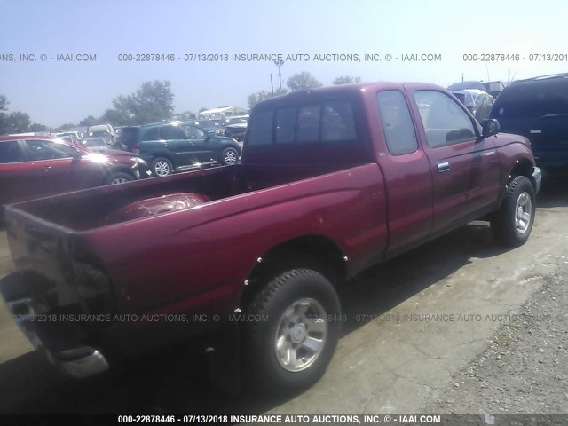 4TASM92N3WZ150629 - 1998 TOYOTA TACOMA XTRACAB PRERUNNER წითელი ფოტო 4