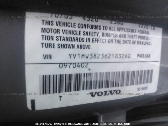 YV1MW382362183280 - 2006 VOLVO V50 2.4I GRAY photo 9