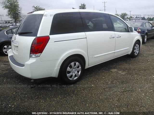 5N1BV28U97N117565 - 2007 NISSAN QUEST S/SE/SL WHITE photo 4