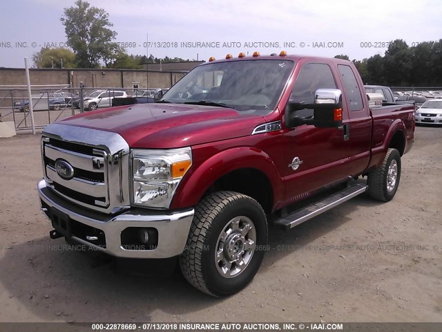 1FT8X3BT0FED13312 - 2015 FORD F350 SUPER DUTY RED photo 2