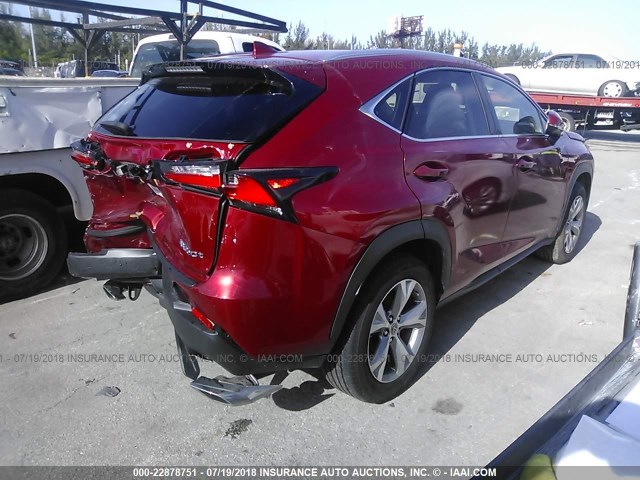 JTJYARBZXH2056184 - 2017 LEXUS NX 200T/BASE/F SPORT RED photo 4