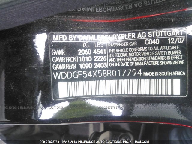 WDDGF54X58R017794 - 2008 MERCEDES-BENZ C 300 BLACK photo 9